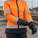 Women's Waterproof High-Visibility Shell Coat Hi-Vis Orange/Black (view 2)