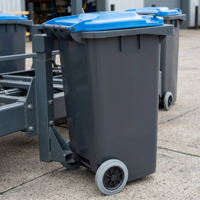 120 Litre Wheeled Bin Dark Grey Body with Colour-Coded Lid