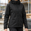 Women's Waterproof Shell Jacket with Adjustable Hood - Black