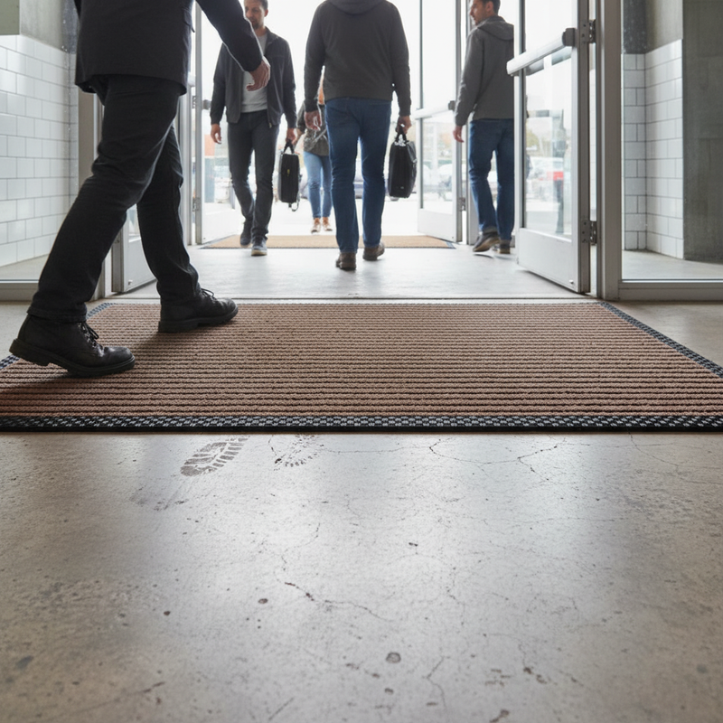 Dark Gray Premium Ribbed Entrance Door Mat for Indoor Use