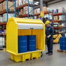 Dim Gray Premium Hard Covered 2 Drum Bund Pallet with Lockable Roller Shutter Door - 230L