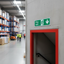 Dark Gray Premium Fire Safety Sign - Downward Arrow for Emergency Exits