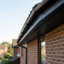 Aluminium Soffit Boards – Plain or Vented with Exterior Coating — Textured Black / 365mm Wide | Unvented (in use)