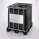 1000 litre reconditioned IBC container, black plastic, pallet base, Grade A (view 2)