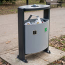78 litre dual steel litter and recycling bin with hooded top