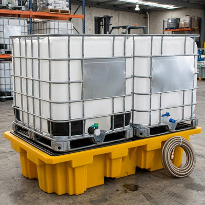 Double IBC Spill Bund with Grate – 1100L Capacity, 4000kg Load