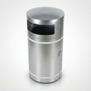 95 Litre Circular Closed Top Litter Bin – Galvanised Steel (view 2)