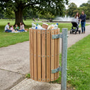 Circular Slatted Litter Bin – 56 Litre Hardwood