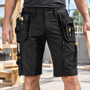 Black Flexible Work Shorts with Multi-Compartment Holster Pockets
