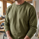 Crew Neck Work Sweatshirt Cotton Blend - Khaki Green