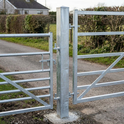 Galvanised Square 4" x 4" Dual Hang Post for 45" Gates