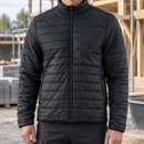 Warm-Lined Quilted Work Jacket with Wind Protection - Black/Dark Grey