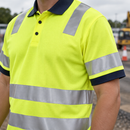 High Visibility Class 2 Polo Shirt with Reflective Tape - Yellow/Navy (view 2)
