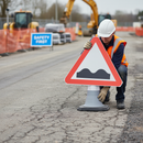 Dark Gray 750mm Triangle Cone Sign for Uneven Road Warning - Single Cone