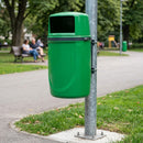 40 Litre post-mountable litter bin with lockable hooded lid