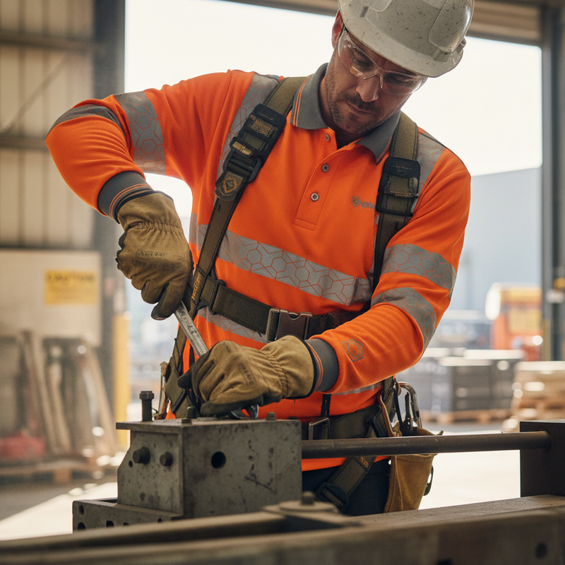 Dim Gray High-Visibility Long Sleeve Recyclable Polo Shirt - Orange