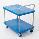 Two-tier platform trolley 300kg blue polypropylene (view 2)