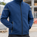 Men's Fleece Work Jacket with Reflective Trim - Deep Blue/Navy (view 2)