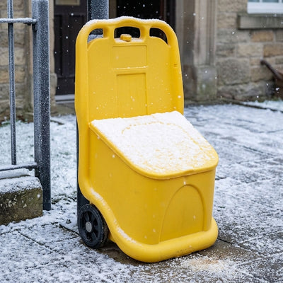 75 Litre wheeled grit bin yellow polyethylene