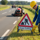Dark Khaki Premium Men At Work Grass Cutting Supplementary Plate 750mm Q-Sign