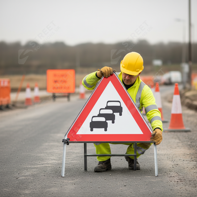 Premium Slippery Road Surface Triangle Metal Sign - 750mm