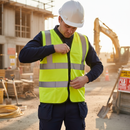 Rosy Brown High-Visibility Vest with Reflective Bands - Yellow for Safety