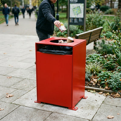 120 Litre Steel Litter Bin with Zinc Prime Finish