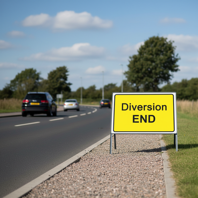 Heavy Duty Diversion END Metal Sign Face - 1050 x 750mm