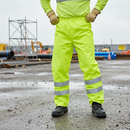 Gray Premium Hi-Vis PU Overtrousers with Breathable Fabric and Reflective Tape
