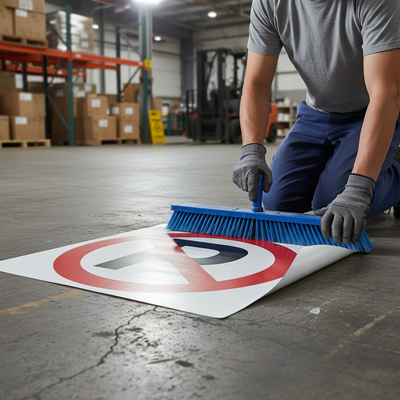 Premium No Parking Floor Sign - Slip Resistant & High Visibility