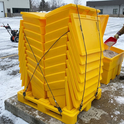Full Pallet 18 × 6 Cu Ft Grit Bins, UV-Resistant Polyethylene