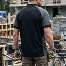 Two-Tone Polo Shirt with Raglan Sleeves - Black/Steel Grey