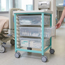 Steel Low Level Single Column Tray Trolley – 3 Deep Drawers, 807mm