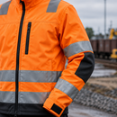 Class 3 High Visibility Softshell Work Jacket - High-Vis Orange/Black (view 2)
