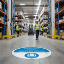 Dark Gray High Visibility Safety Floor Sign - Slip Resistant Vinyl, 430mm Diameter