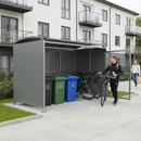 Light Gray Heavy Duty Bin/Cycle Shelter Galvanised Clad with Mesh Gates 1m - 5m