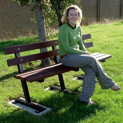 Recycled Plastic & Steel Bench With Backrest