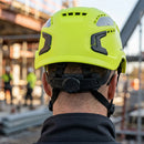 Neon Yellow Vented Work Helmet with Micro Peak and Wheel Adjustment