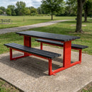8-seat picnic table with recycled plastic boards and steel frame