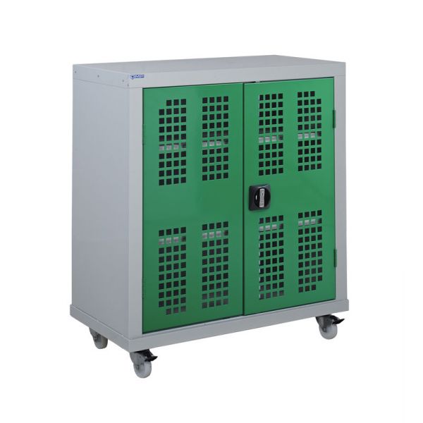 Sea Green Mobile Perforated Cupboard - 2 Shelves