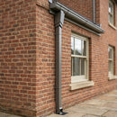 Flush Joint Aluminium Downpipe 72×72mm × 3m — RAL 7022 (in use)