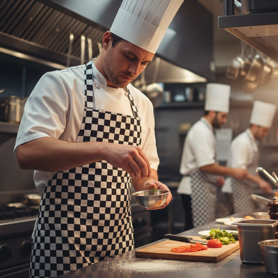 Professional Bib Apron 28" x 40" - Black & White for Chefs