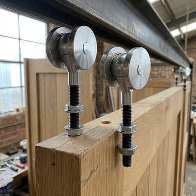 Metal Door Hanger Pair with 2 Wheels