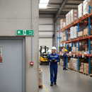 Rosy Brown Premium Fire Safety Signs - Fire Exit Up Left Arrow Directional Sign