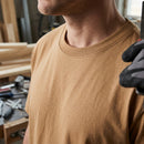 Loose Fit Cotton Crew Neck Work T-Shirt - Light Brown