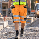 Hi-Vis Orange/Black Class 1 Safety Shorts with Tool Compartments