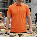 Warm Orange Polo Shirt with Chest Pocket - Cotton-Polyester