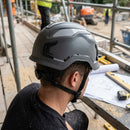 Grey Safety Helmet Non-Vented with Micro Brim and Wheel Adjuster