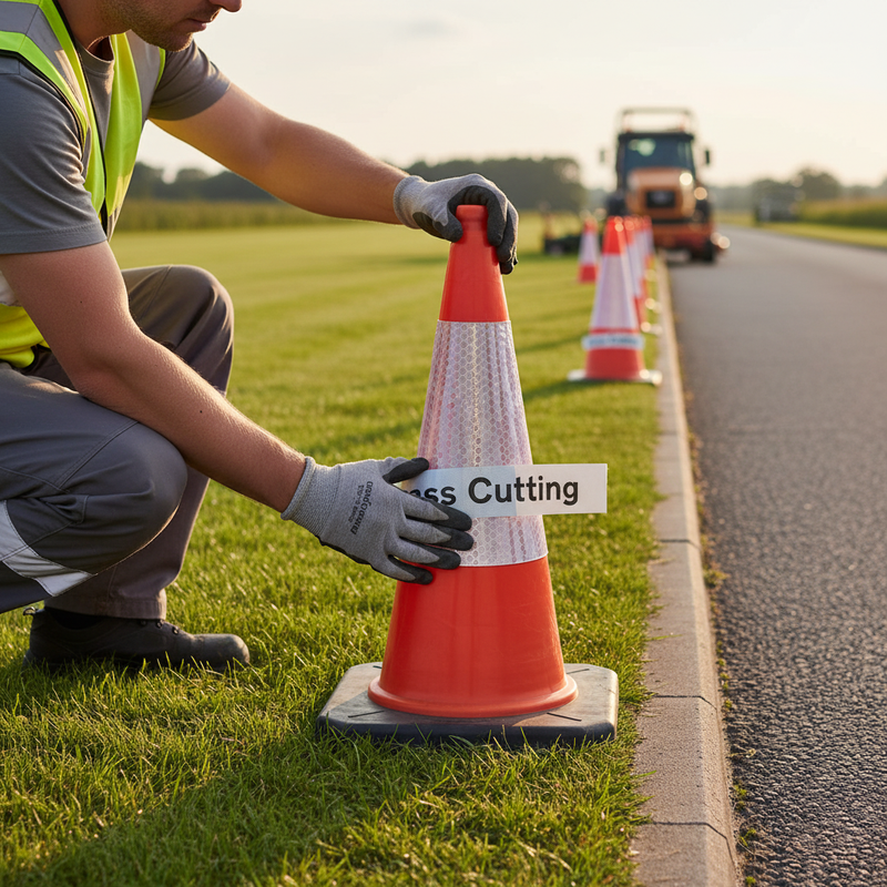 Dim Gray Grass Cutting Supplementary Plate for Road Works Signage