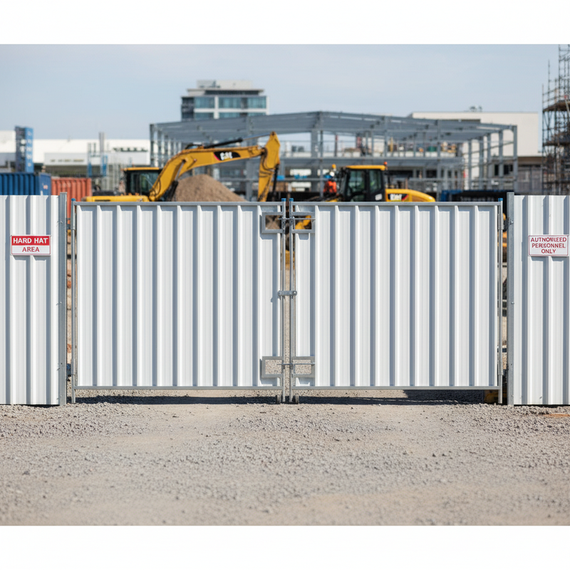 Gray Premium Steel Hoarding Vehicle Gate - 4m x 2.4m for Secure Access